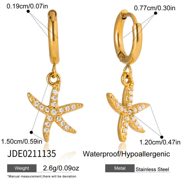 18KG holiday styel full diamond shell seahorse stainless steel necklace bracelet set