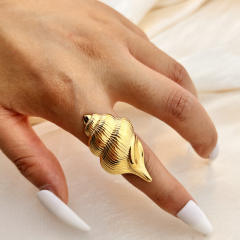 Stainless steel ring light luxury  holiday style conch rings