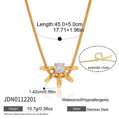 18KG unique hollow out diamond pendant stainless steel necklace