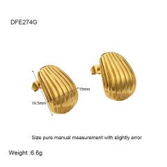 18KG striped pattern geometric heart stainless steel earrings studs