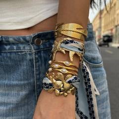 Summer gold color starfish pearl bead scarf bangle bracelet stainless steel bangle