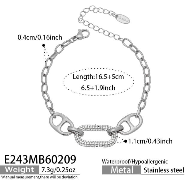 18KG delicate diamond bead chain stainless steel bracelet