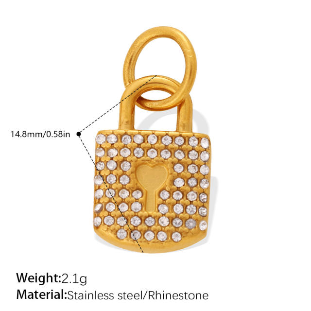 18KG diamond lock stainless steel accessory DIY jewelry charm pendant