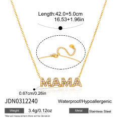Mother's day gift diamond mama letter stainless steel necklace bracelet set