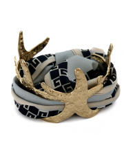 Summer gold color starfish pearl bead scarf bangle bracelet stainless steel bangle
