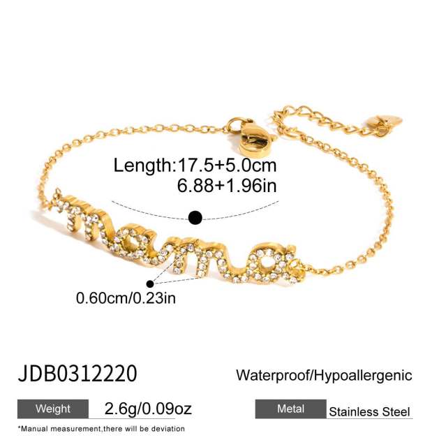 Mother's day gift diamond mama letter stainless steel necklace bracelet set