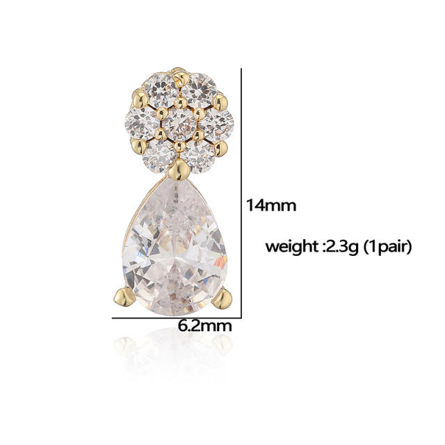 Elegant diamond flower colorful drop earrings studs copper earrings