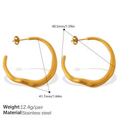 18KG unique twisted hoop stainless steel earrings