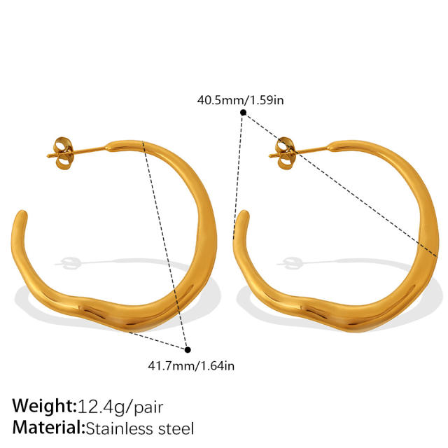 18KG unique twisted hoop stainless steel earrings