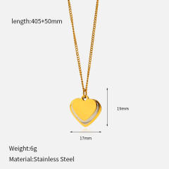 French trend mix color layer moon star engrave pendant stainless steel necklace