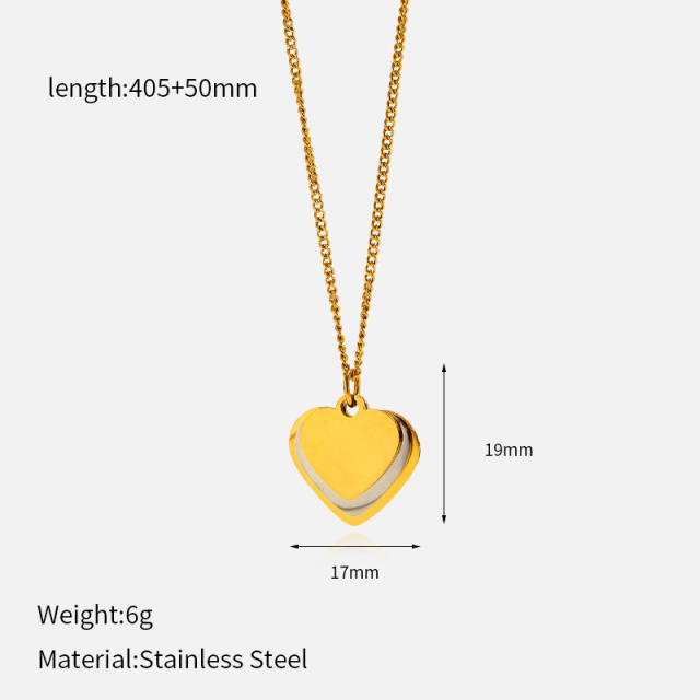 French trend mix color layer moon star engrave pendant stainless steel necklace