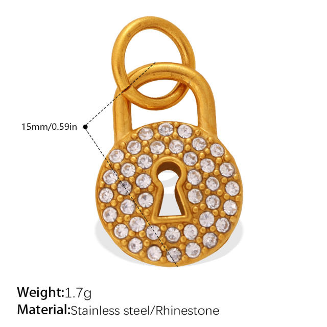 18KG diamond lock stainless steel accessory DIY jewelry charm pendant