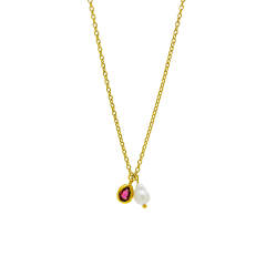 Elegant waterpearl birthstone pendant stainless steel necklace dainty necklace