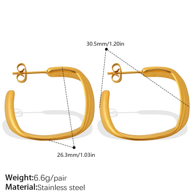 18KG unique twisted hoop stainless steel earrings