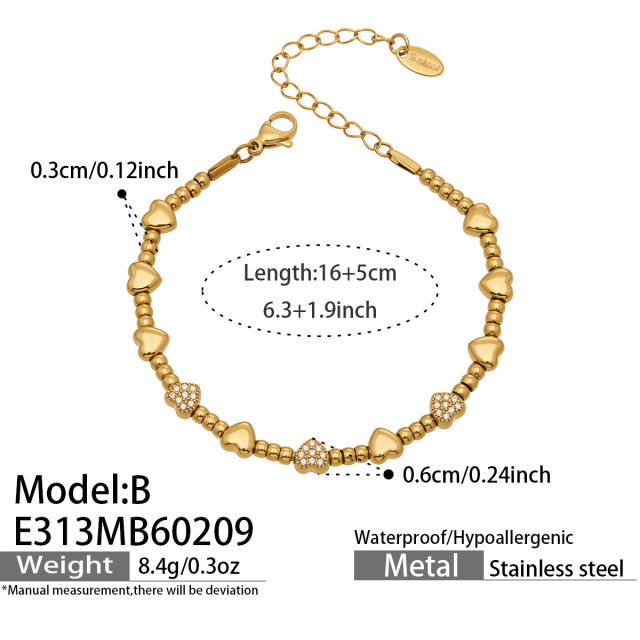 18KG delicate diamond bead chain stainless steel bracelet