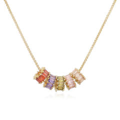Delicate pave setting cubic zircon circle pendant gold plated copepr necklace