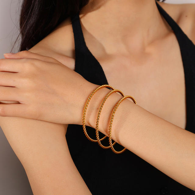 Basic easy match stackable bangle stainelss steel bangle bracelet
