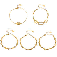 18KG delicate diamond bead chain stainless steel bracelet