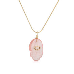 Vintage natural stone pendant gold plated copper necklace