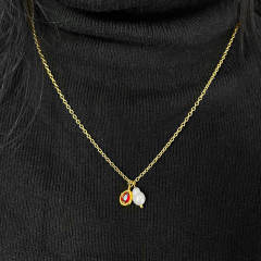 Elegant waterpearl birthstone pendant stainless steel necklace dainty necklace