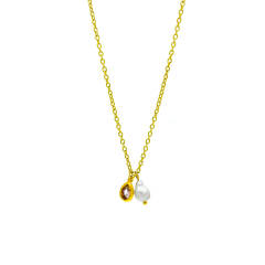 Elegant waterpearl birthstone pendant stainless steel necklace dainty necklace