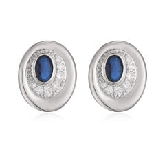 Elegant easy match oval shape gold plated copper diamond ear studs earrings