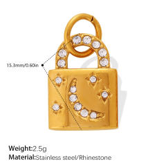 18KG diamond lock stainless steel accessory DIY jewelry charm pendant
