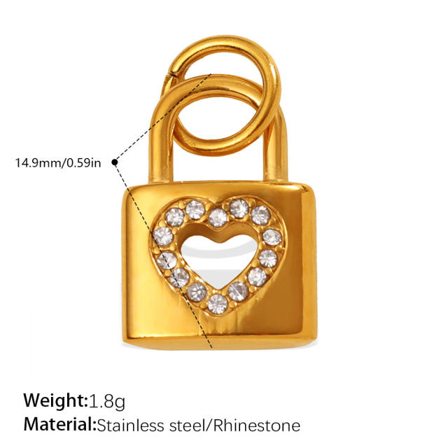 18KG diamond lock stainless steel accessory DIY jewelry charm pendant