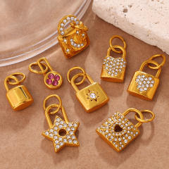 18KG diamond lock stainless steel accessory DIY jewelry charm pendant