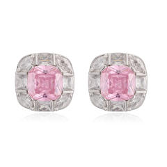 18KG square shape cubic zircon gold plated copper studs earrings