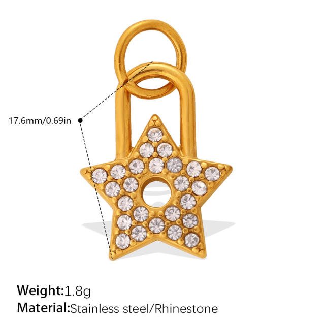 18KG diamond lock stainless steel accessory DIY jewelry charm pendant
