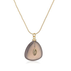 Vintage natural stone pendant gold plated copper necklace