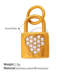 18KG diamond lock stainless steel accessory DIY jewelry charm pendant