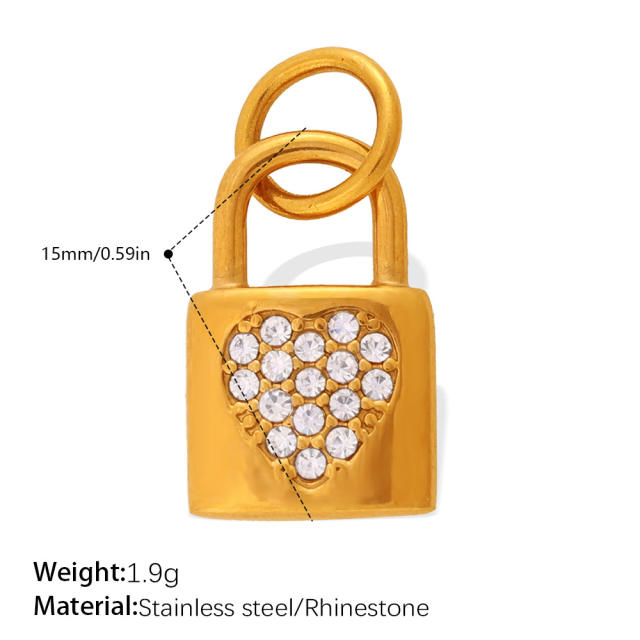 18KG diamond lock stainless steel accessory DIY jewelry charm pendant