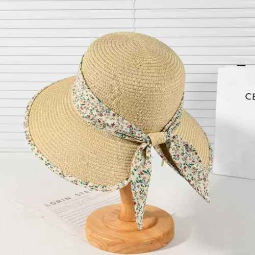 Spring summer floral pattern women sun hat straw hat