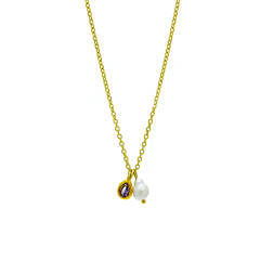 Elegant waterpearl birthstone pendant stainless steel necklace dainty necklace