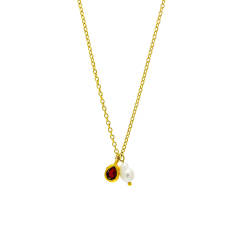 Elegant waterpearl birthstone pendant stainless steel necklace dainty necklace