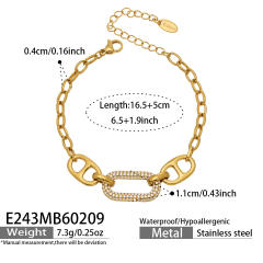 18KG delicate diamond bead chain stainless steel bracelet