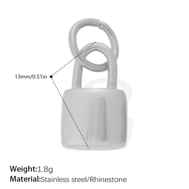 18KG diamond lock stainless steel accessory DIY jewelry charm pendant