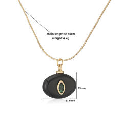 Vintage natural stone pendant gold plated copper necklace
