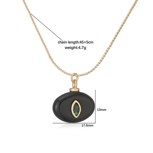 Vintage natural stone pendant gold plated copper necklace