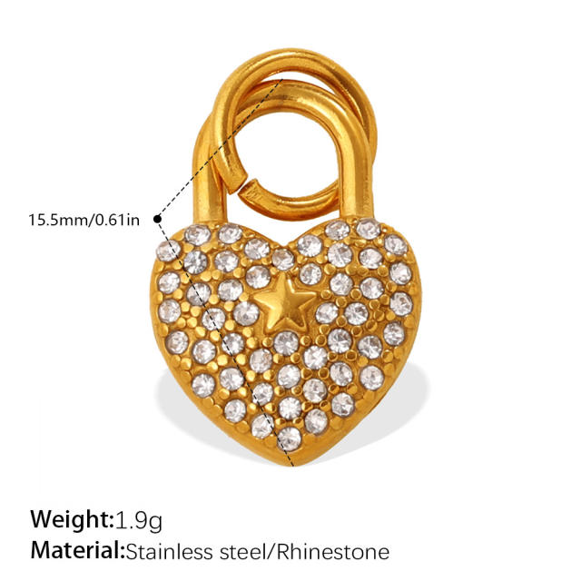 18KG diamond lock stainless steel accessory DIY jewelry charm pendant