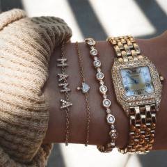 Mother's day gift diamond mama letter stainless steel necklace bracelet set