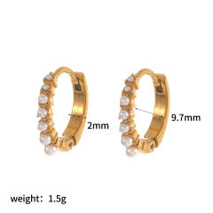 Elegant easy match pearl bead diamond includ stainless steel earrings huggie earrings