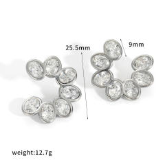 18KG elgant cubic zircon leaf flower stainless steel earrings