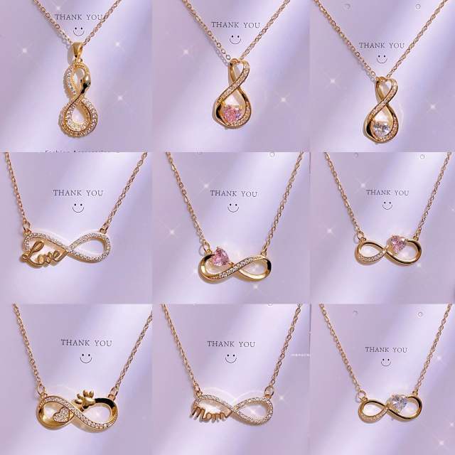 Titanium steel clavicle chain lucky 8-character pendant necklace women's infinity necklace