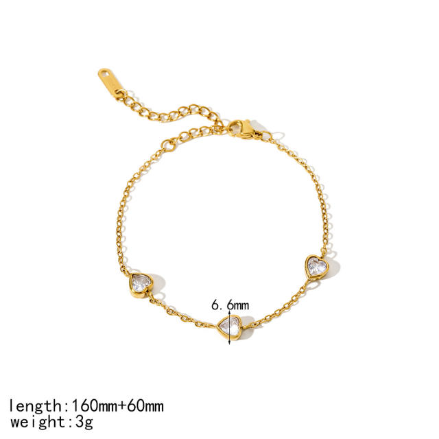 18KG cubic zircon inlaid stainless steel bracelet diamond bracelet