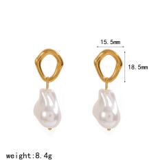 Elegant pearl bead inlaid unique women stainless steel earrings studs earrings