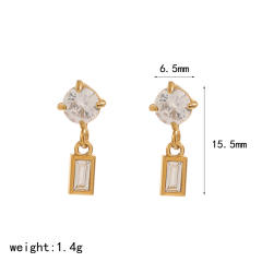 Elegant cubic zircon inlaid stainless steel earrings studs earrings