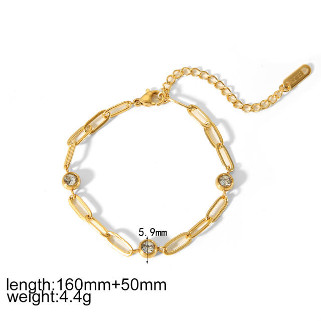 18KG cubic zircon inlaid stainless steel bracelet diamond bracelet